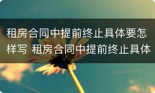 租房合同中提前终止具体要怎样写 租房合同中提前终止具体要怎样写呢