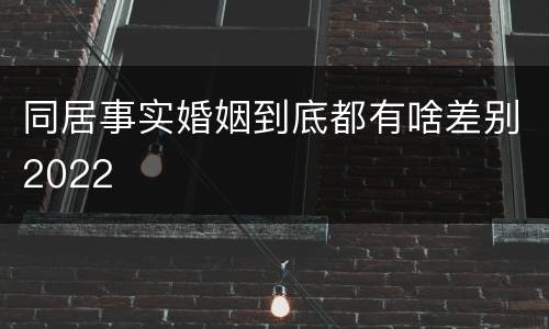 同居事实婚姻到底都有啥差别2022
