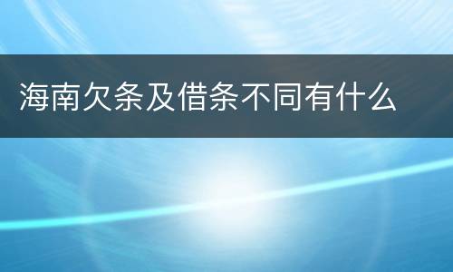 海南欠条及借条不同有什么
