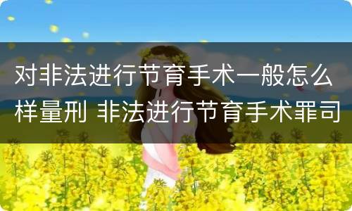 对非法进行节育手术一般怎么样量刑 非法进行节育手术罪司法解释