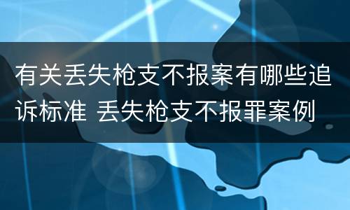 有关丢失枪支不报案有哪些追诉标准 丢失枪支不报罪案例