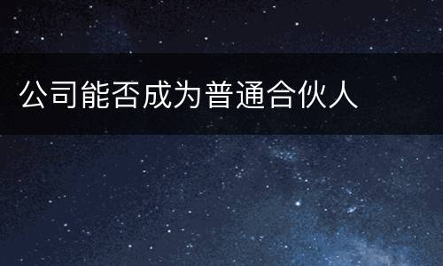 公司能否成为普通合伙人