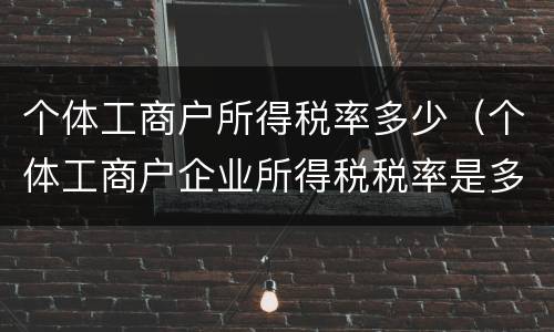 个体工商户所得税率多少（个体工商户企业所得税税率是多少）