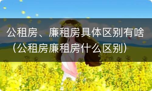公租房、廉租房具体区别有啥（公租房廉租房什么区别）