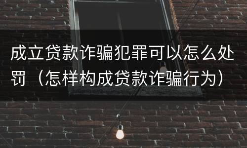 成立贷款诈骗犯罪可以怎么处罚（怎样构成贷款诈骗行为）