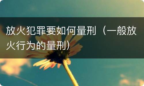放火犯罪要如何量刑（一般放火行为的量刑）