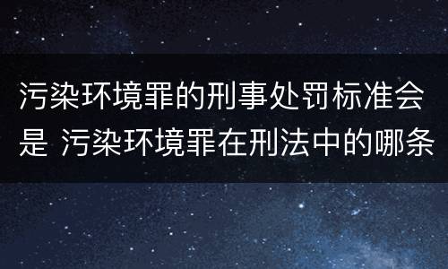 污染环境罪的刑事处罚标准会是 污染环境罪在刑法中的哪条规定