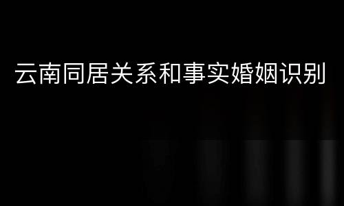 云南同居关系和事实婚姻识别