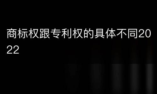 商标权跟专利权的具体不同2022