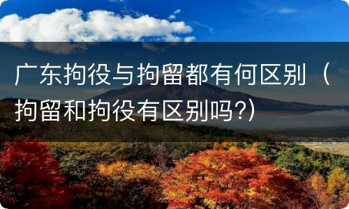 广东拘役与拘留都有何区别（拘留和拘役有区别吗?）