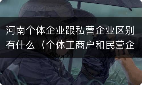 河南个体企业跟私营企业区别有什么（个体工商户和民营企业）