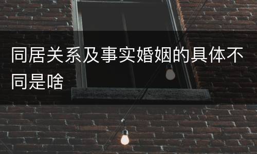 同居关系及事实婚姻的具体不同是啥