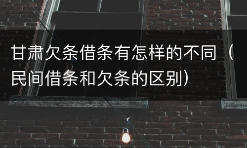 甘肃欠条借条有怎样的不同（民间借条和欠条的区别）