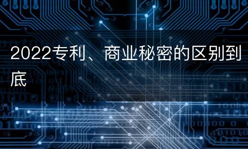 2022专利、商业秘密的区别到底