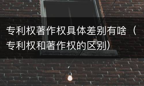 专利权著作权具体差别有啥（专利权和著作权的区别）