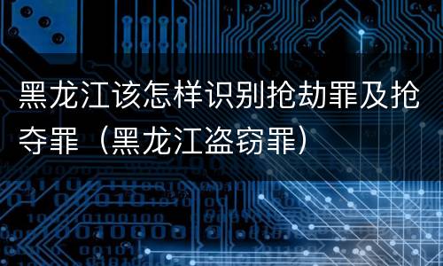 黑龙江该怎样识别抢劫罪及抢夺罪（黑龙江盗窃罪）