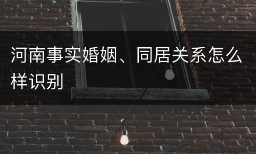 河南事实婚姻、同居关系怎么样识别