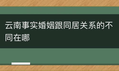 云南事实婚姻跟同居关系的不同在哪