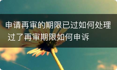 申请再审的期限已过如何处理 过了再审期限如何申诉