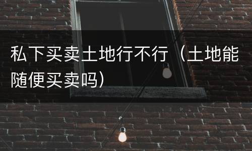 私下买卖土地行不行（土地能随便买卖吗）