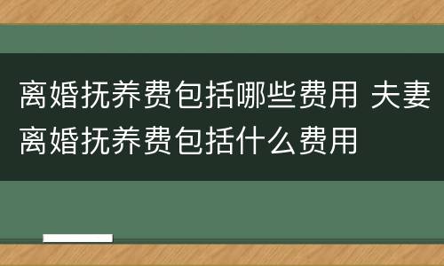 离婚抚养费包括哪些费用 夫妻离婚抚养费包括什么费用