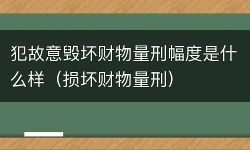 犯故意毁坏财物量刑幅度是什么样（损坏财物量刑）