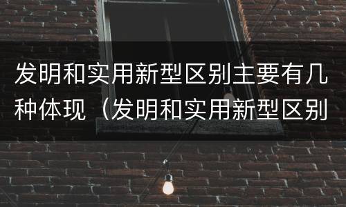 发明和实用新型区别主要有几种体现（发明和实用新型区别主要有几种体现方法）