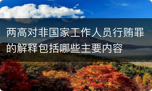 两高对非国家工作人员行贿罪的解释包括哪些主要内容