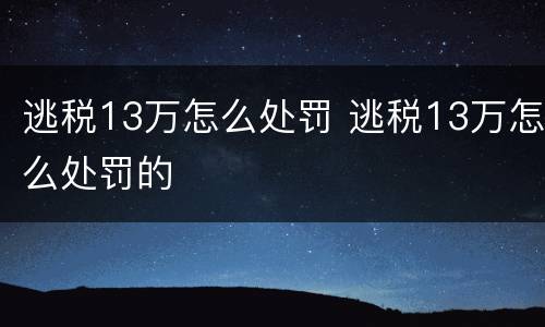 逃税13万怎么处罚 逃税13万怎么处罚的