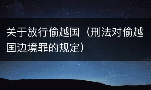关于放行偷越国（刑法对偷越国边境罪的规定）