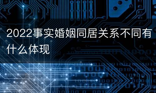 2022事实婚姻同居关系不同有什么体现