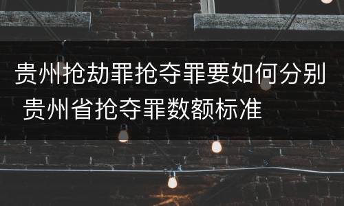 贵州抢劫罪抢夺罪要如何分别 贵州省抢夺罪数额标准
