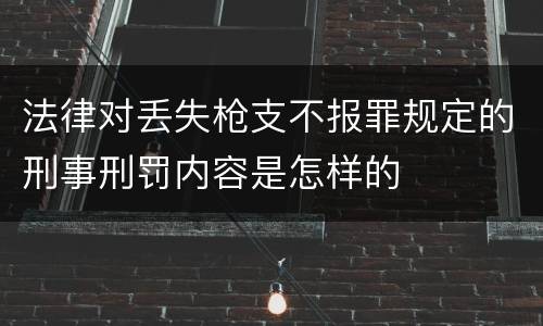 法律对丢失枪支不报罪规定的刑事刑罚内容是怎样的