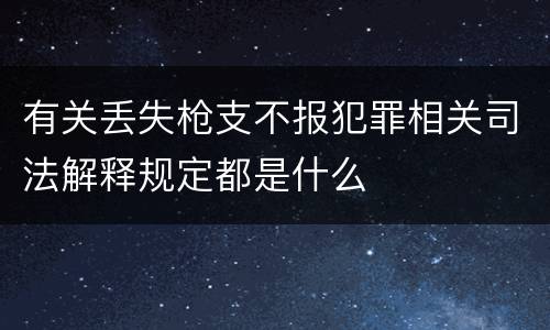 有关丢失枪支不报犯罪相关司法解释规定都是什么