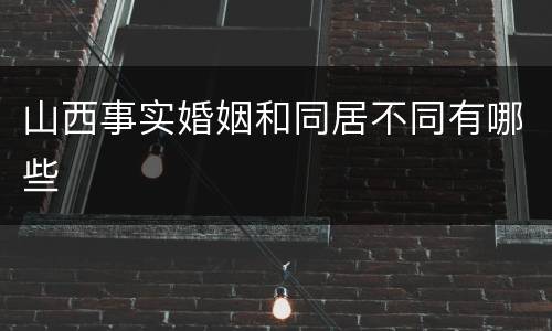 山西事实婚姻和同居不同有哪些