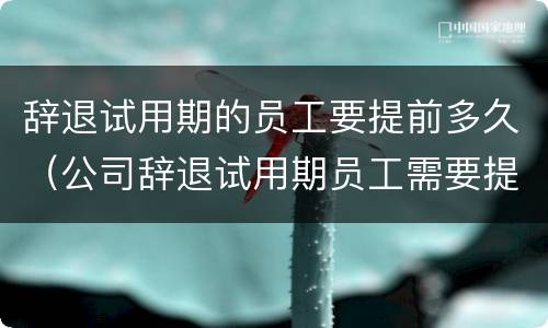辞退试用期的员工要提前多久（公司辞退试用期员工需要提前多久）
