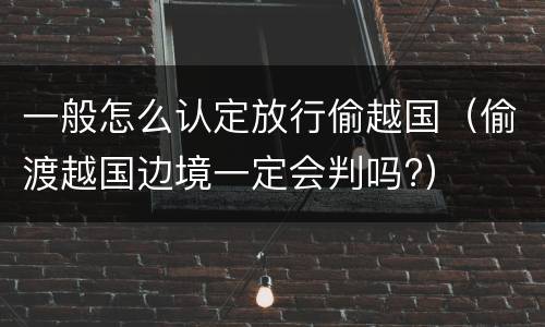 一般怎么认定放行偷越国（偷渡越国边境一定会判吗?）