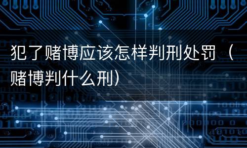 犯了赌博应该怎样判刑处罚（赌博判什么刑）