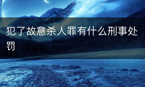 犯了故意杀人罪有什么刑事处罚