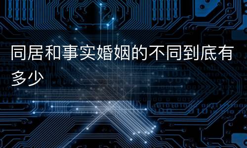 同居和事实婚姻的不同到底有多少