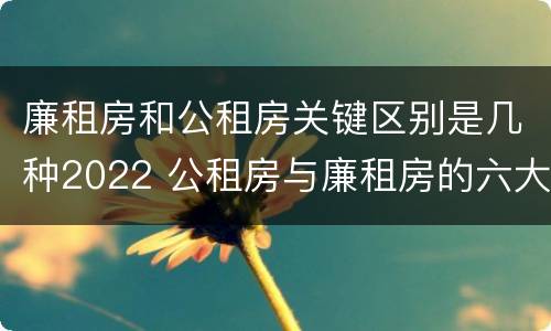 廉租房和公租房关键区别是几种2022 公租房与廉租房的六大区别