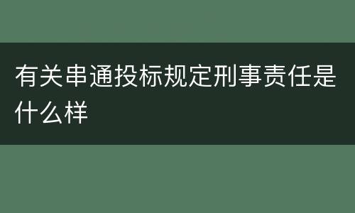 有关串通投标规定刑事责任是什么样