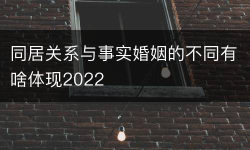 同居关系与事实婚姻的不同有啥体现2022