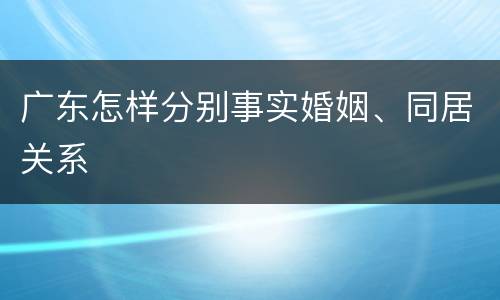 广东怎样分别事实婚姻、同居关系
