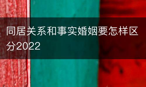 同居关系和事实婚姻要怎样区分2022