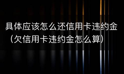 具体应该怎么还信用卡违约金（欠信用卡违约金怎么算）