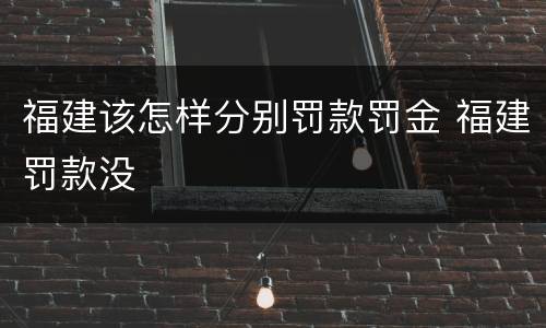 福建该怎样分别罚款罚金 福建罚款没