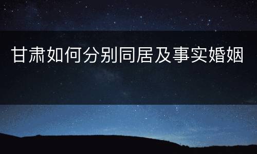 甘肃如何分别同居及事实婚姻