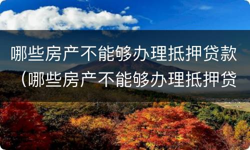 哪些房产不能够办理抵押贷款（哪些房产不能够办理抵押贷款业务）
