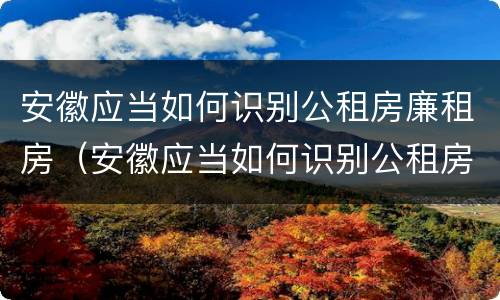 安徽应当如何识别公租房廉租房（安徽应当如何识别公租房廉租房的标准）